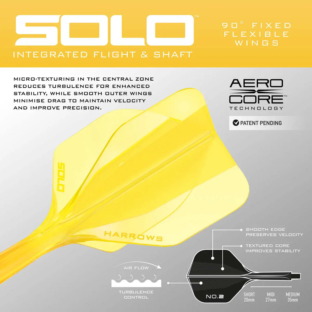 Picture of Harrows Solo Integrated Dart Flights Standard No2 Yellow