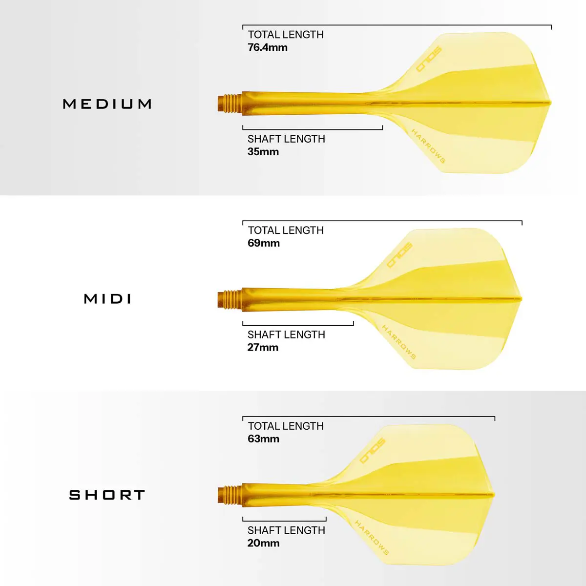 Picture of Harrows Solo Integrated Dart Flights Standard No2 Yellow